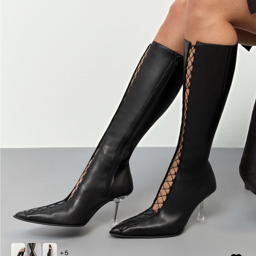 NIB MIISTA BLACK ALINE TALL BOOTS SIZE 37 - Picture 5 of 7